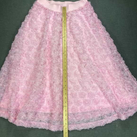 CATO 3D Rose Petal Mesh Midi Skirt Sz M Pink Elegant Fairy Goth Barbie Romantic - Picture 11 of 14